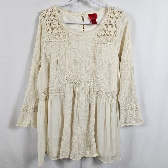 Vintage V Christina Lace Crochet Mini Dress in Ivory - Size L - Picture 1 of 12